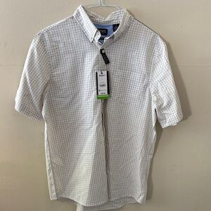 Chaps Men's White and Gray Checkered Button Down Shirt